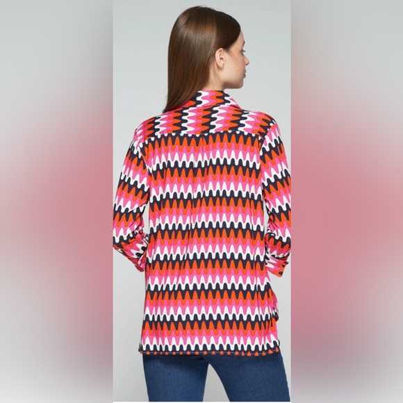 VILAGALLO SARA SHIRT MULTICOLOUR POINT WAVES PRINT size 42 - Picture 3 of 12